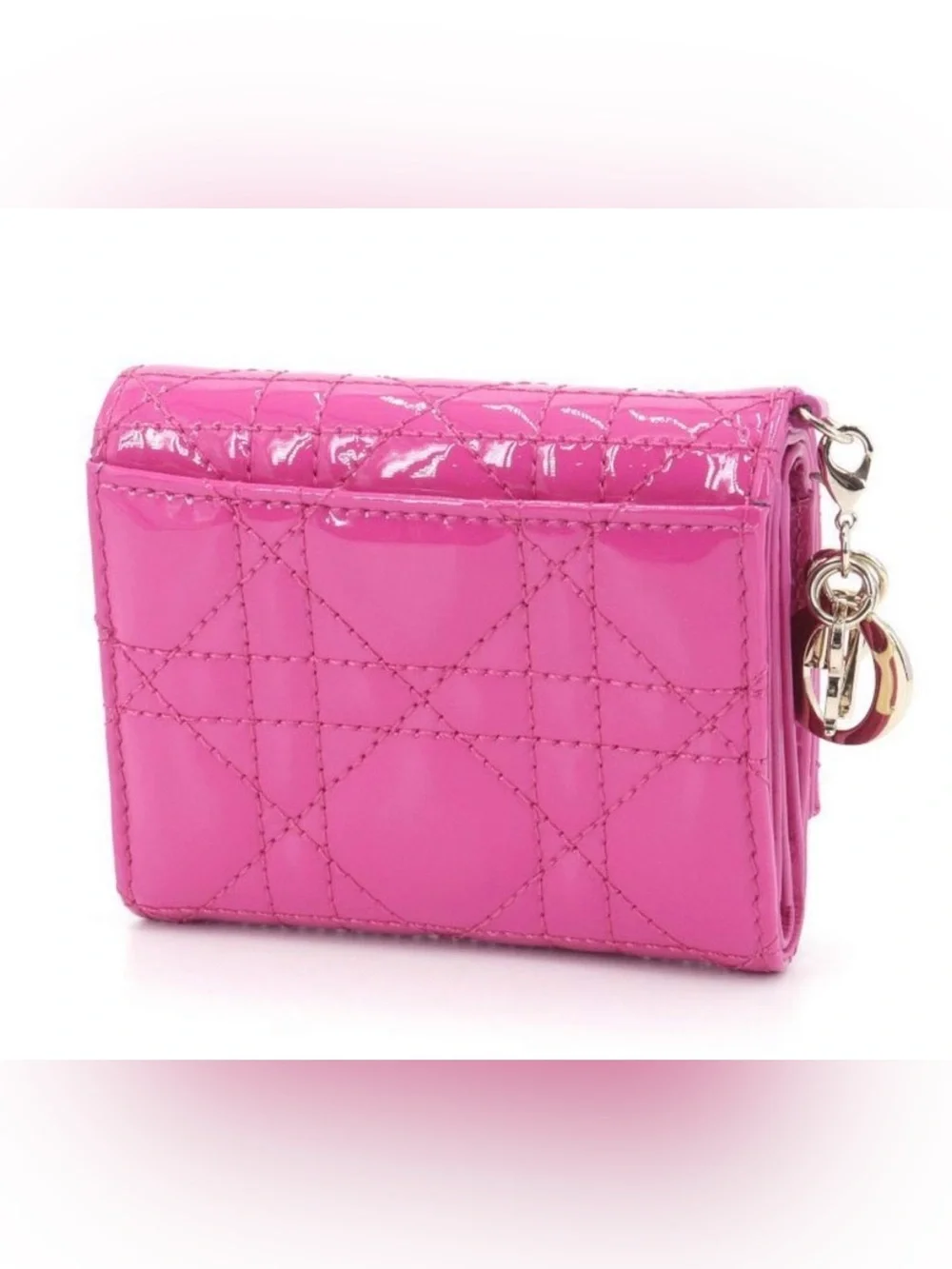 BRAND NEW 💕🩷 Lady Dior Quilted Patent Mini Wallet in RANI Pink